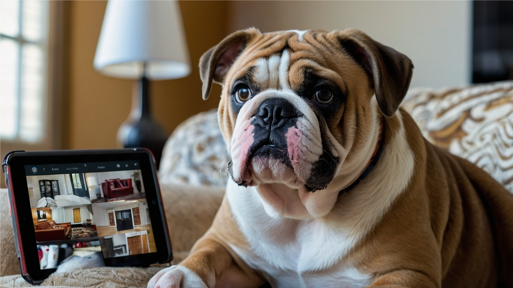 english bulldog looking at camera